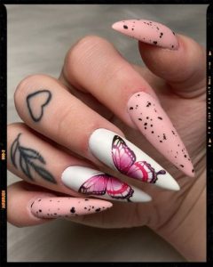 pink butterfly nails