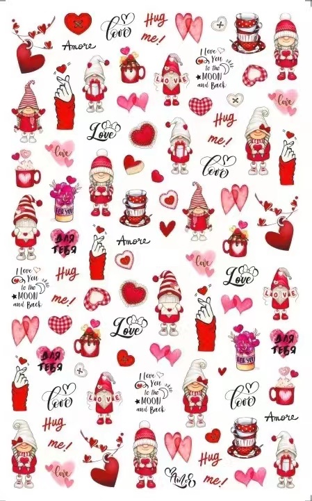 Valentines Gnomes and Truck Nail Art Decal Sticker - Nailodia
