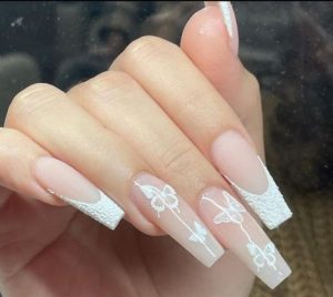 white butterfly nails