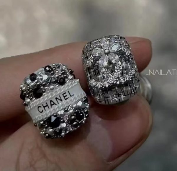 10PCS Chanel Nail Charms Black