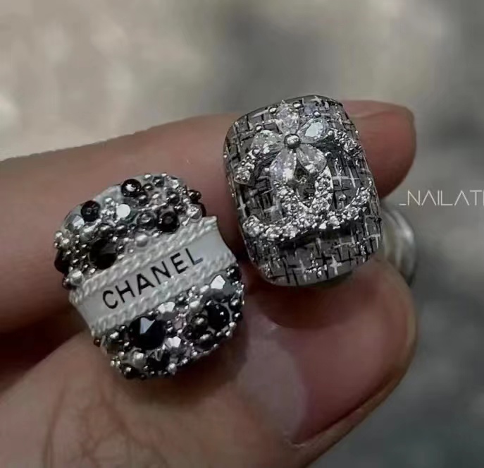 10PCS Perfume Chanel Nail Charms Bling White