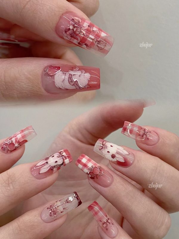 6 Sheets Pink Chanel Nail Stickers