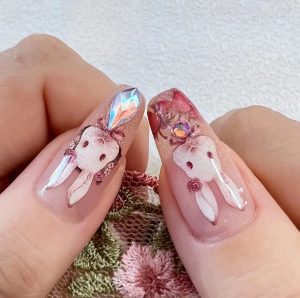 Lolita bunny nail art