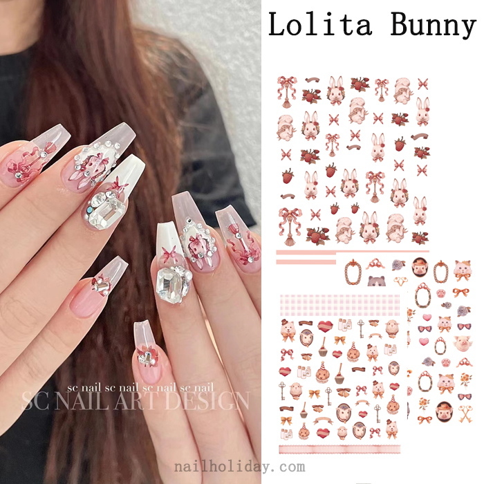 Lolita bunny nail sticker