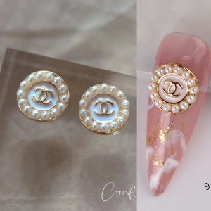 round pearls chanel nail charms
