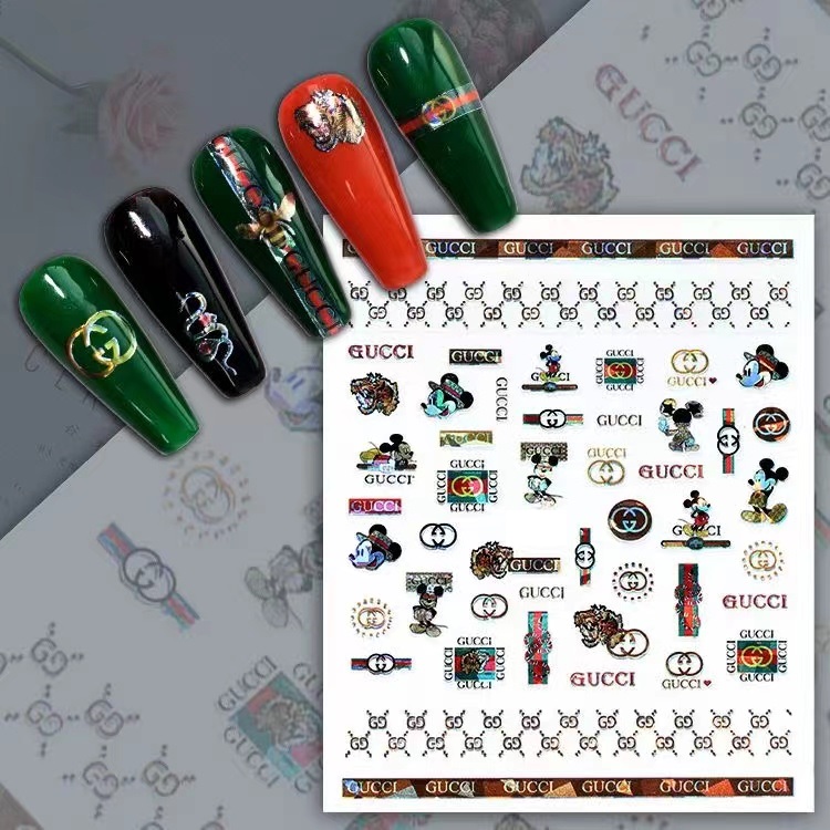 6 Sheets Holographic GUCCI Snake Nail Stickers