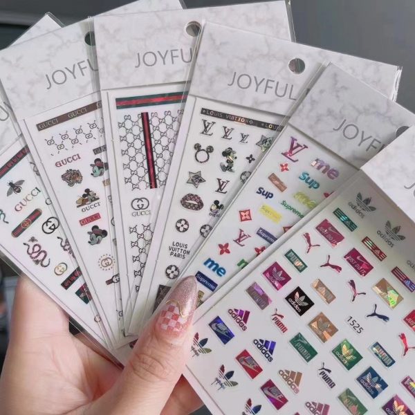 6 Sheets Holographic LV Nail Stickers