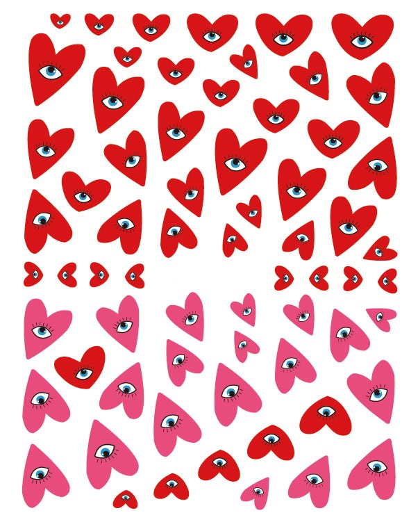 2 Sheets Black heart pattern/ Red heart pattern Style Nail Art Stickers