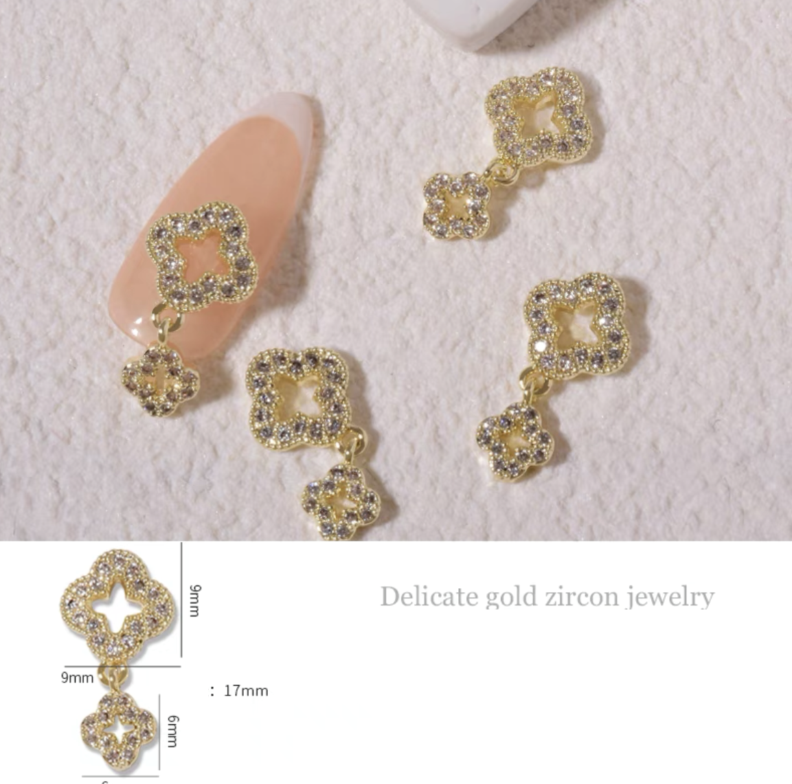 luxury nail charms gold
