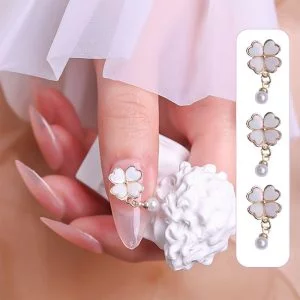 10PCS Multicolor Cat Eye Lucky Clover Nail Charms
