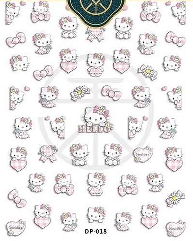 5D Hello Kitty Nail Stickers Pinky