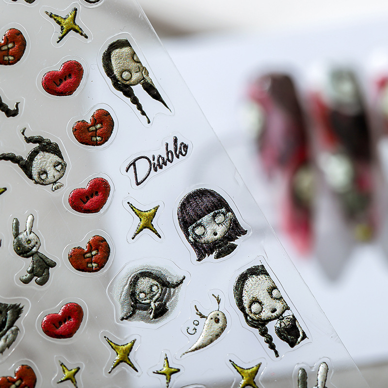 Halloween doll nail sticker