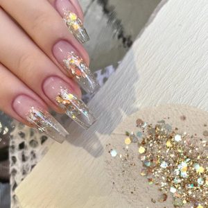 gold nail design giltter