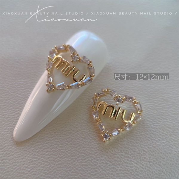 Diamond Heart Nail Jewelry Valentine 3D Nail Charms Nail Art