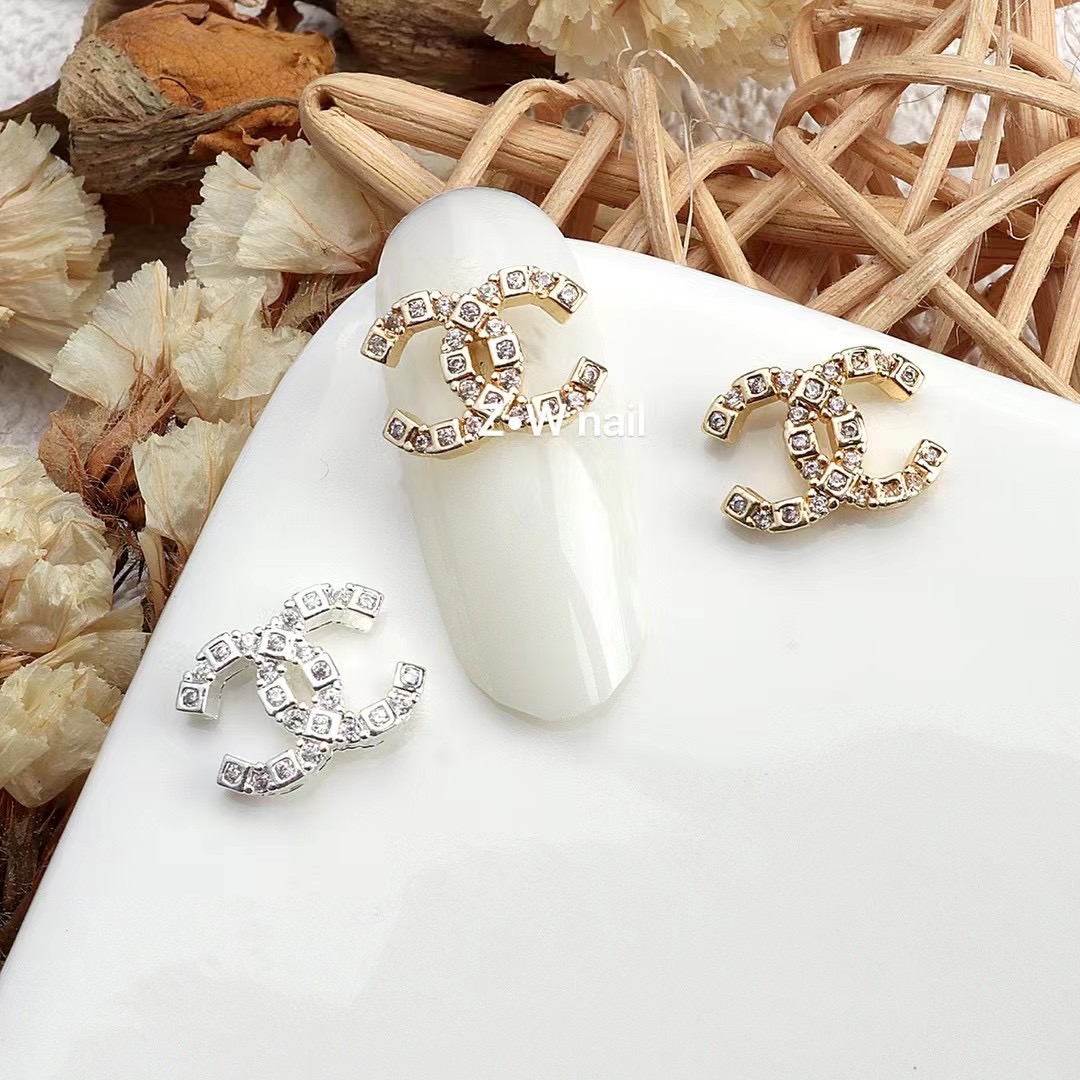 10PCS Chanel Nail Charms Gold Silver C35