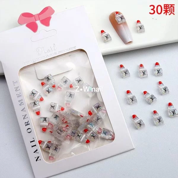 Lipstick LV nail charms