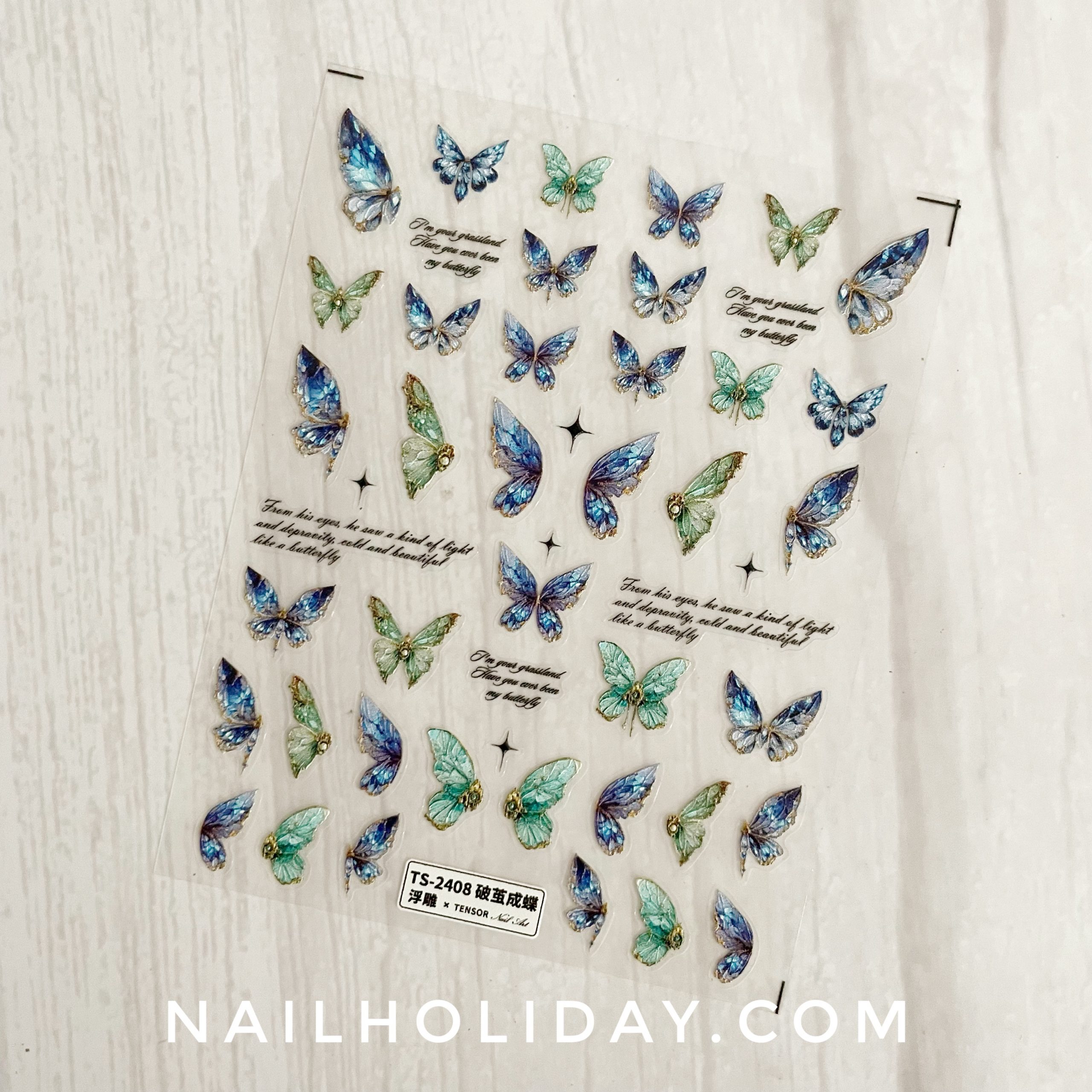ice green butterfly nail stickers