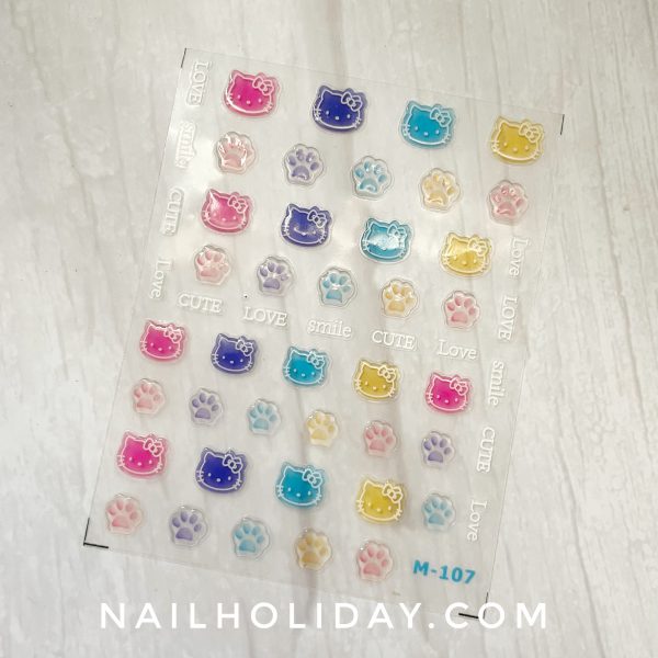 rainbow hello Kitty nail stickers
