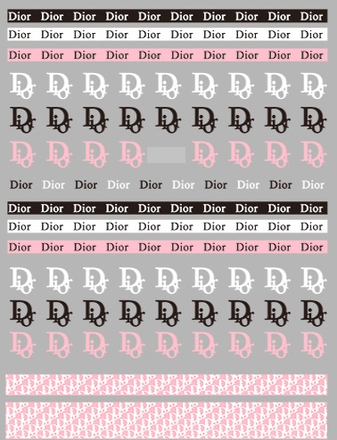 6 Sheets Dior Nail Stickers Black Pink