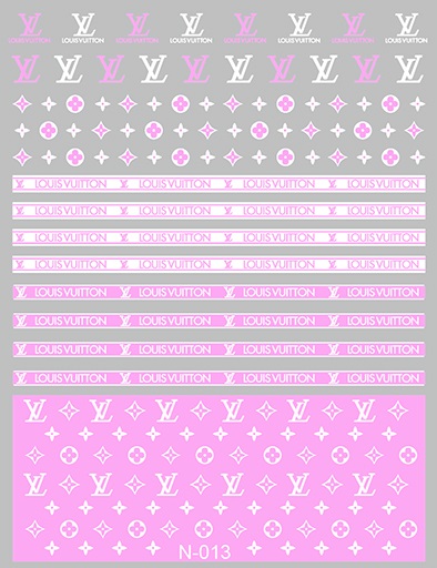6 Sheets Louis Vuitton Nail Stickers Pink