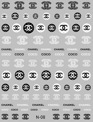 6 Sheets Dior Chanel Nail Stickers Pink