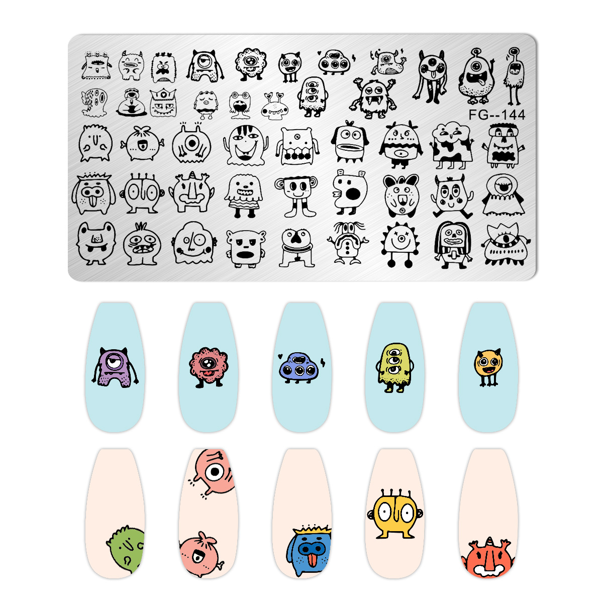 FG-144-Monsters nail stamping plate