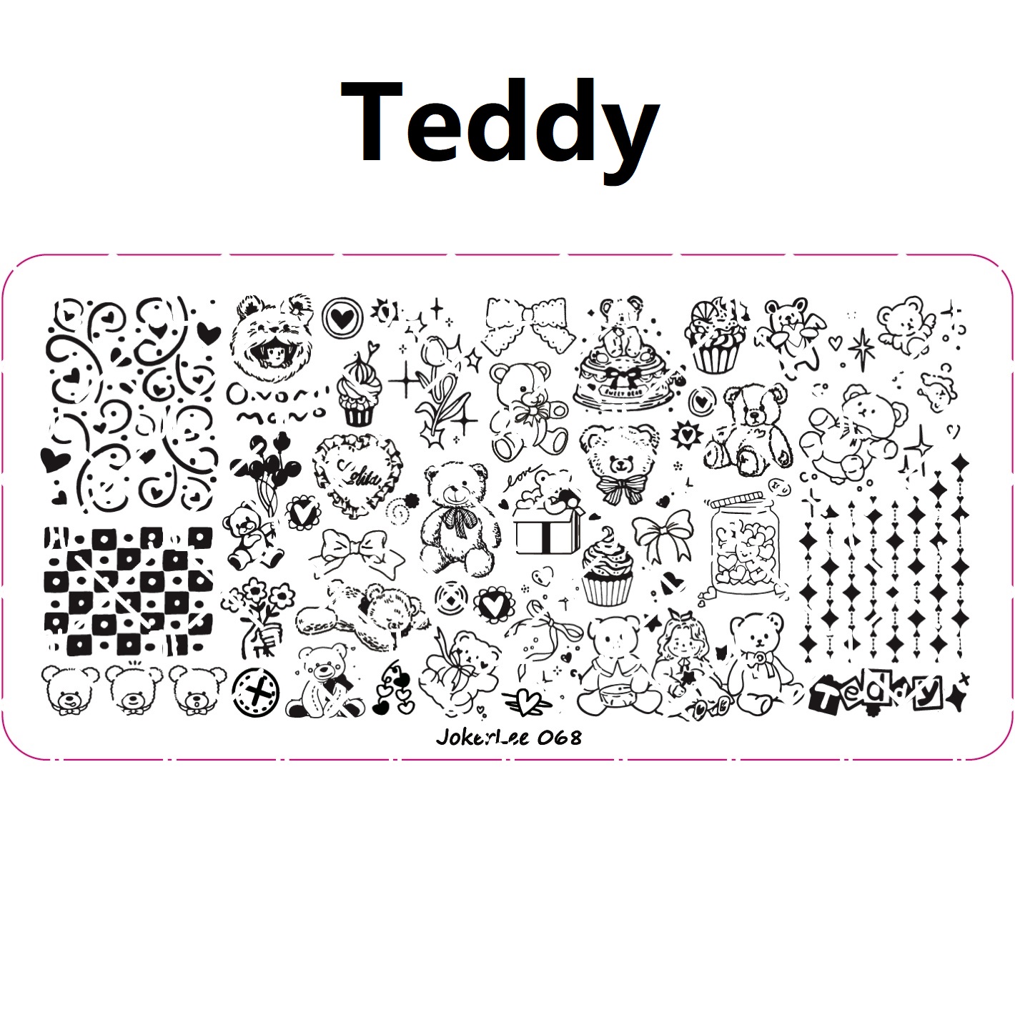 teddy bear nail stamping plate