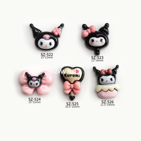 Black Kuromi Family Nail Charms Set-30pcs