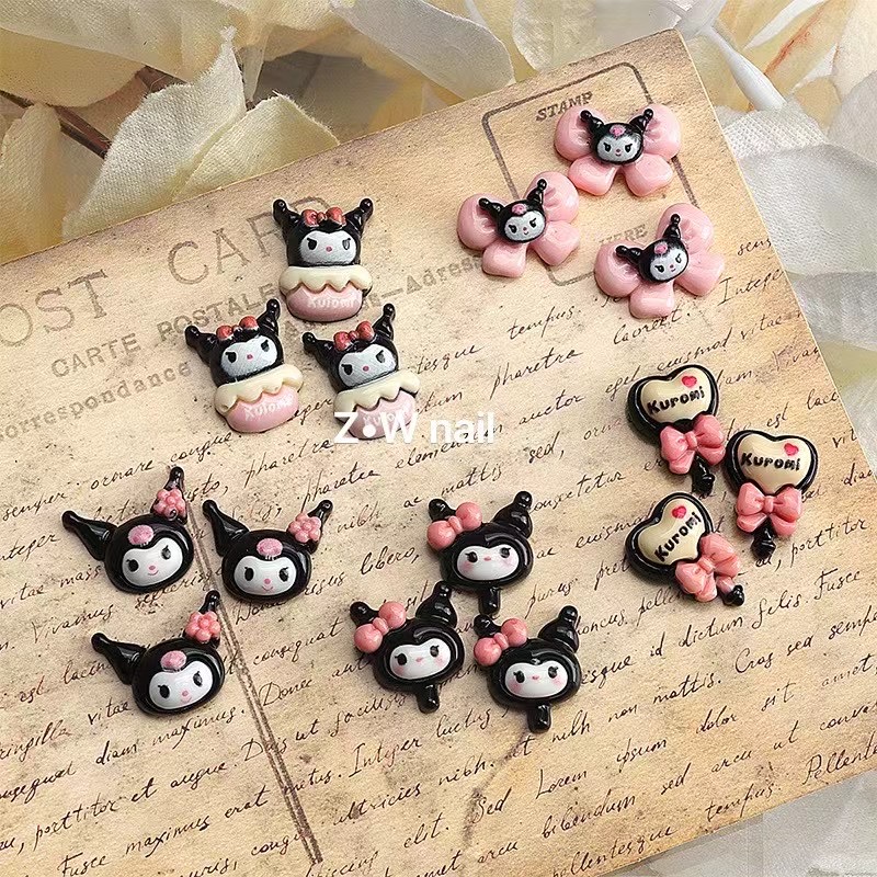 352 2PCS Clay Happy Kuromi Nail Charm - Black