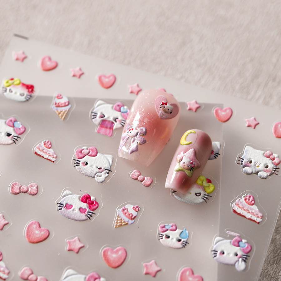 Pinky Hellokitty nail sticker (4)