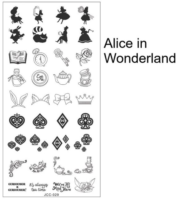 Alice in Wonderland nail stamping plate