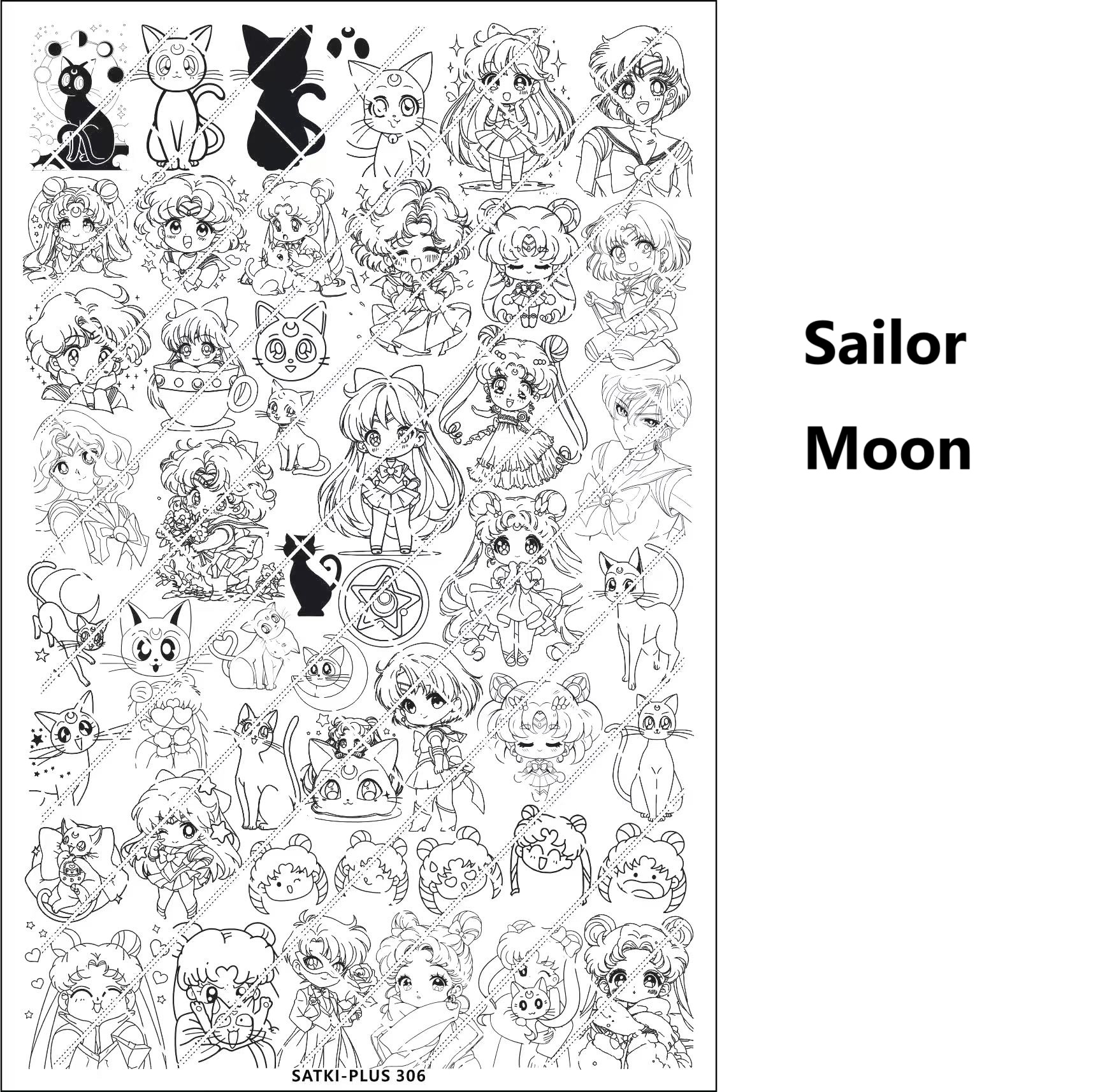 PLUS SailorMoon Nail Stamping Plate SATKI 306 10 15cm plus-sailormoon-nail-stamping-plate-satki-306-10-15cm
