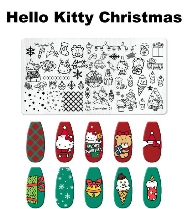 Hello Kitty Christmas nail stamping plate Hello Kitty Christmas nail stamping plate
