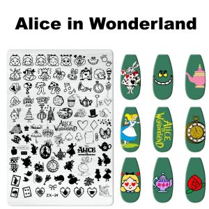alice in wonderland nail stamping plate