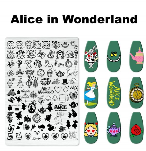alice in wonderland nail stamping plate
