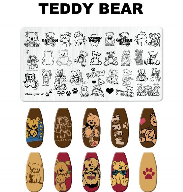 Teddy Bear nail stamping plate