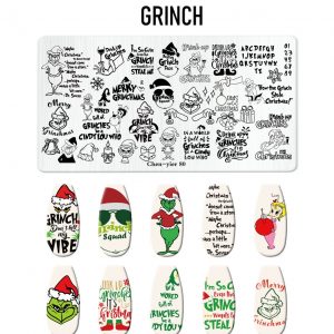 Grinch nail stamping plate
