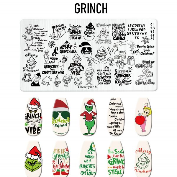 Grinch nail stamping plate Grinch nail stamping plate
