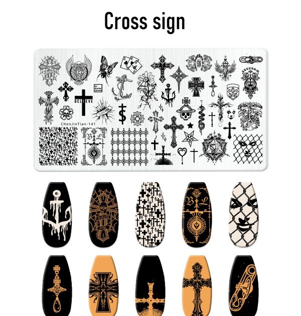Cross Sign nail stamping plate Cross Sign nail stamping plate