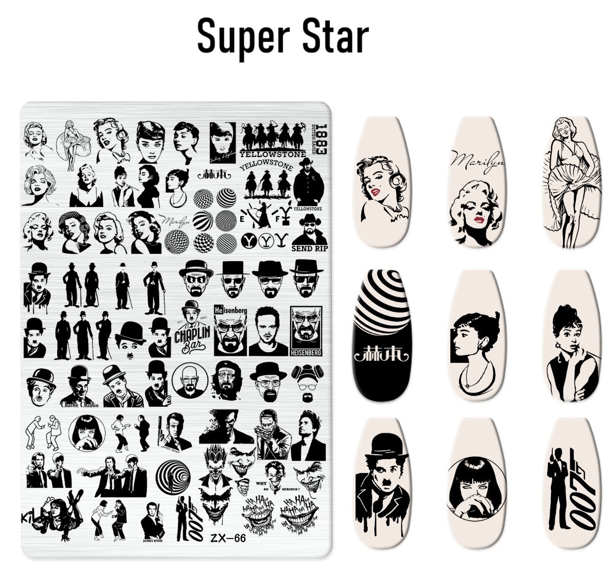 Super Star Nail Stamping Plate -ZX-066