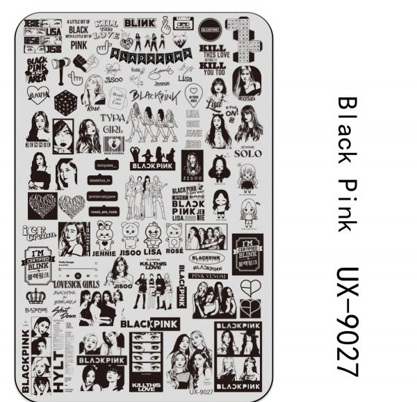 Black Pink nail stamping plate