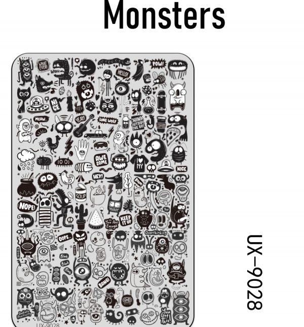Monsters nail stamping plate