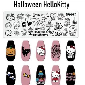 Halloween Hellokitty nail stamping plate