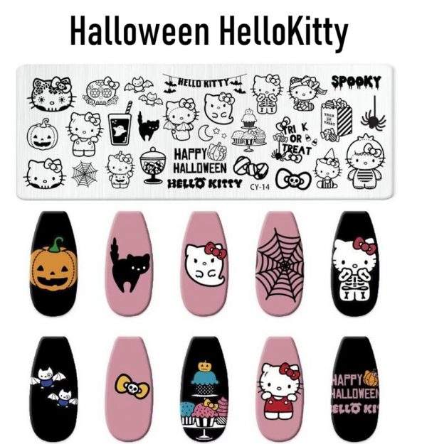 Halloween Hellokitty nail stamping plate Halloween Hellokitty nail stamping plate