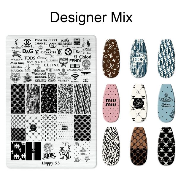 Designer nail stamping plate