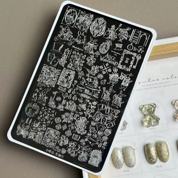 Alice In wonderland nail stamping plate