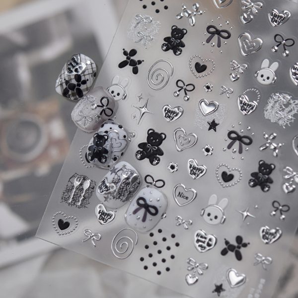 silver nail sticker