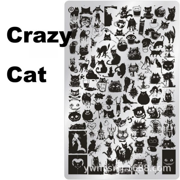 Crazy Cat nail stamping plate