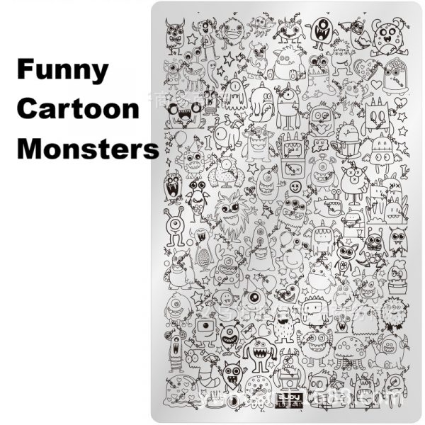 Funny Cartoon Monsters nail stamping plate