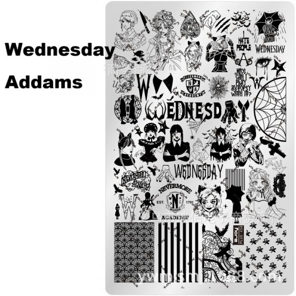 Wednesday Addams nail stamping plate